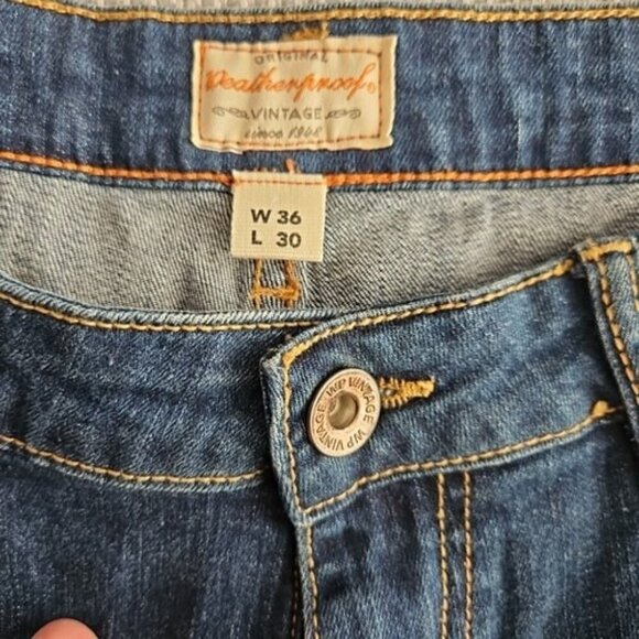 Weatherproof Jeans Men's W36xL30 Vintage Slim Straight Dark Blue Distressed - Picture 10 of 16